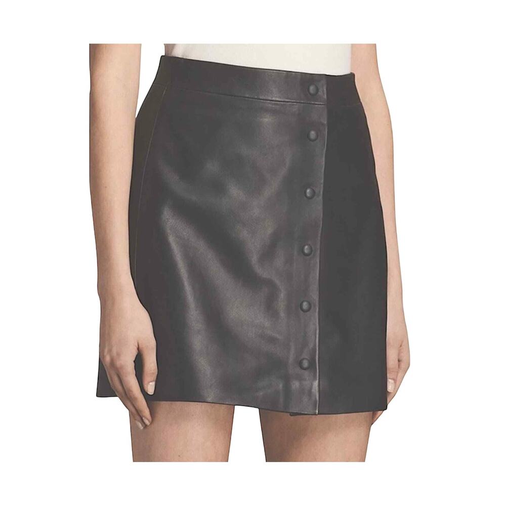 nwt All Saints Setal Leather Skirt size US 6 Black Edgy Moto Mini NEW High waist